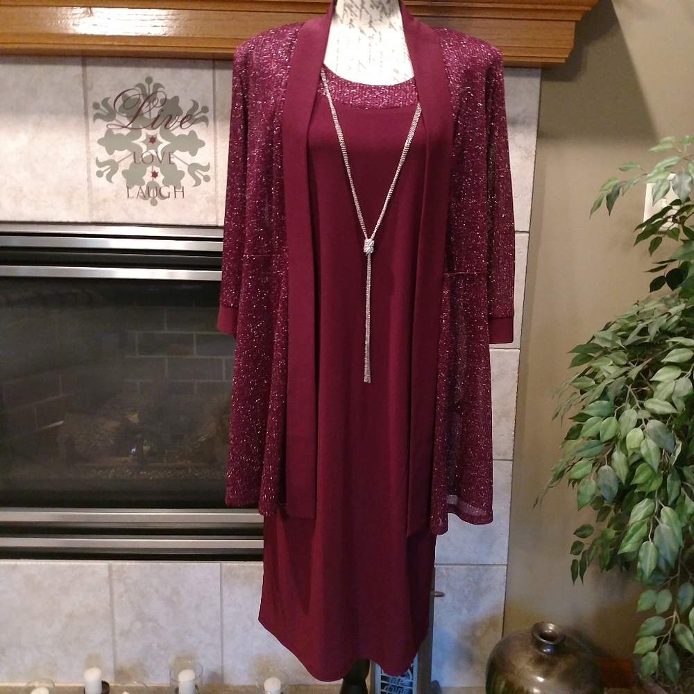 NWT Two-Piece Burgundy Dress w/Jacket Size 12!